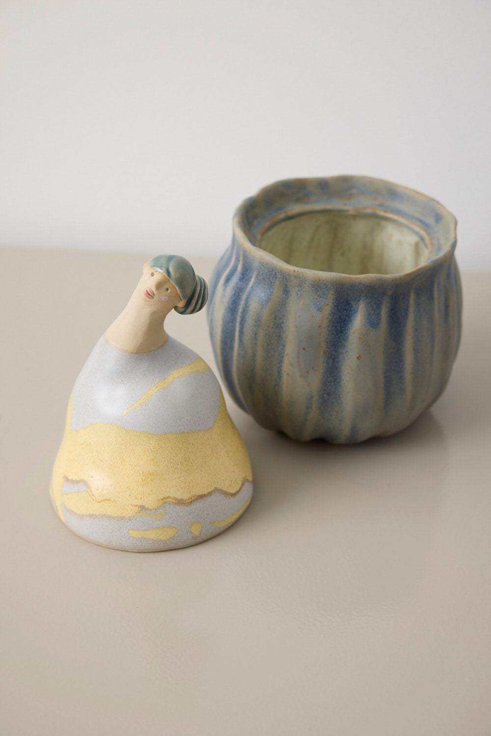 Mia Lindbirk - Damekrukke - Grå/Gul/Blå