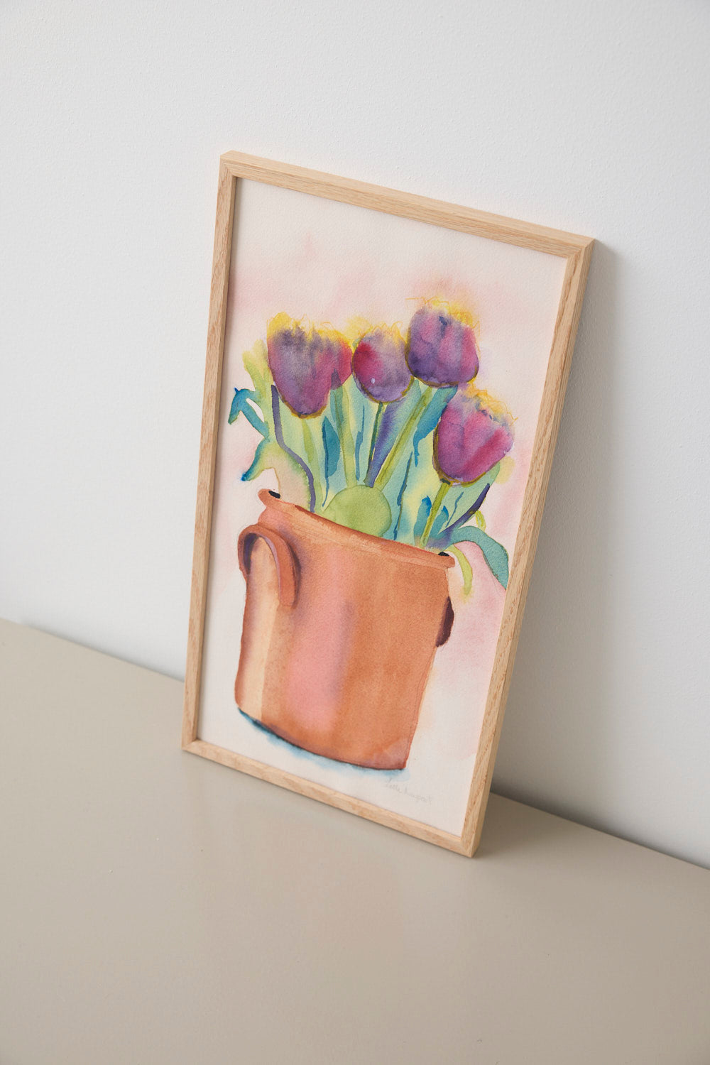 Syltekrukke med tulipaner