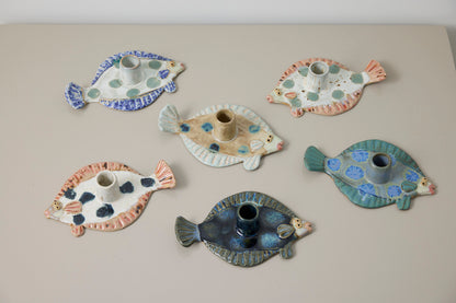 Fladfisk lysestage - Mia Lindbirk